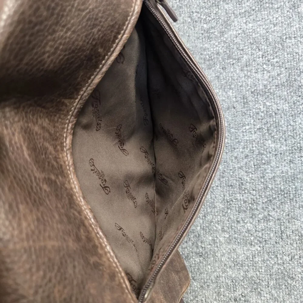 Fossil Brown Y2K Cow Hide Leather  Messenger Bag Satchel Crossbody